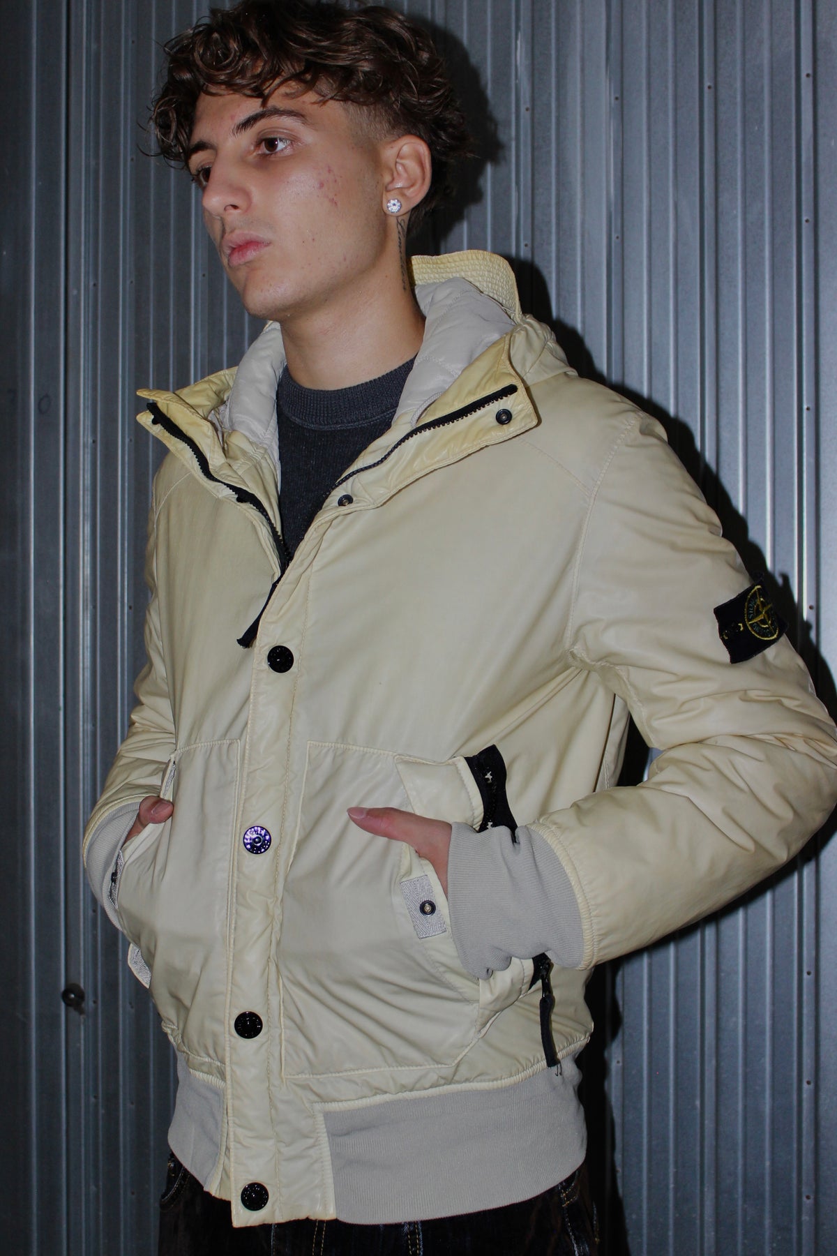 Stone Island Mussola Gommata Cream Jacket (M)