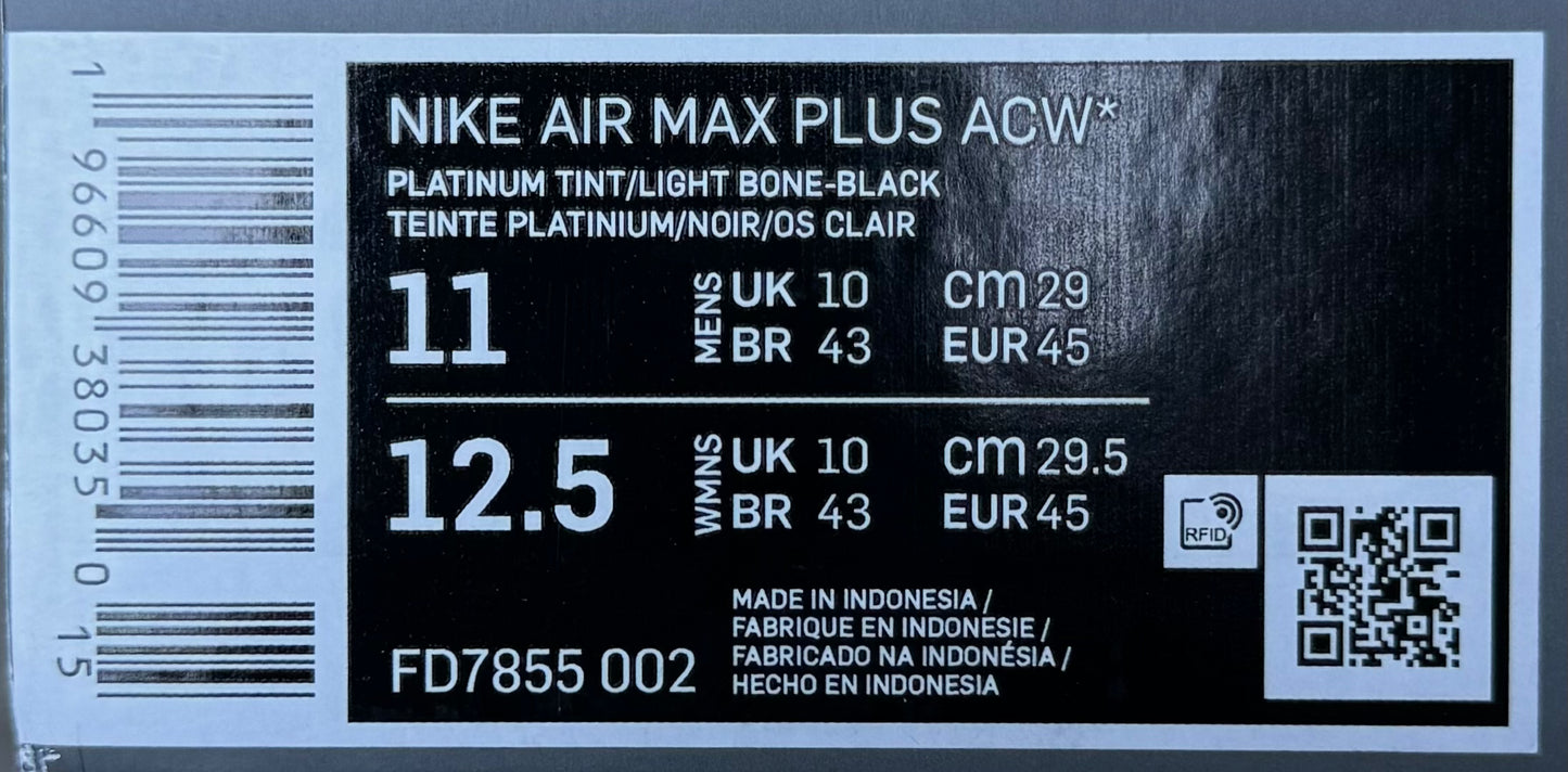Nike Air Max Plus A Cold Wall White (45 EU / 10 UK)