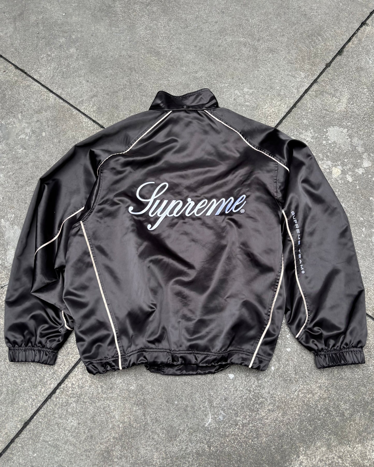 Supreme Satin Hooded Track Jacket Black (Medium)
