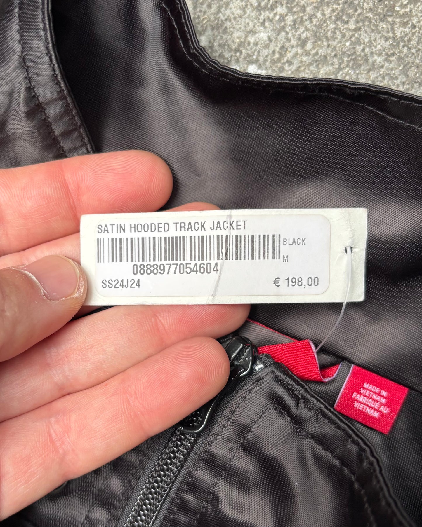 Supreme Satin Hooded Track Jacket Black (Medium)