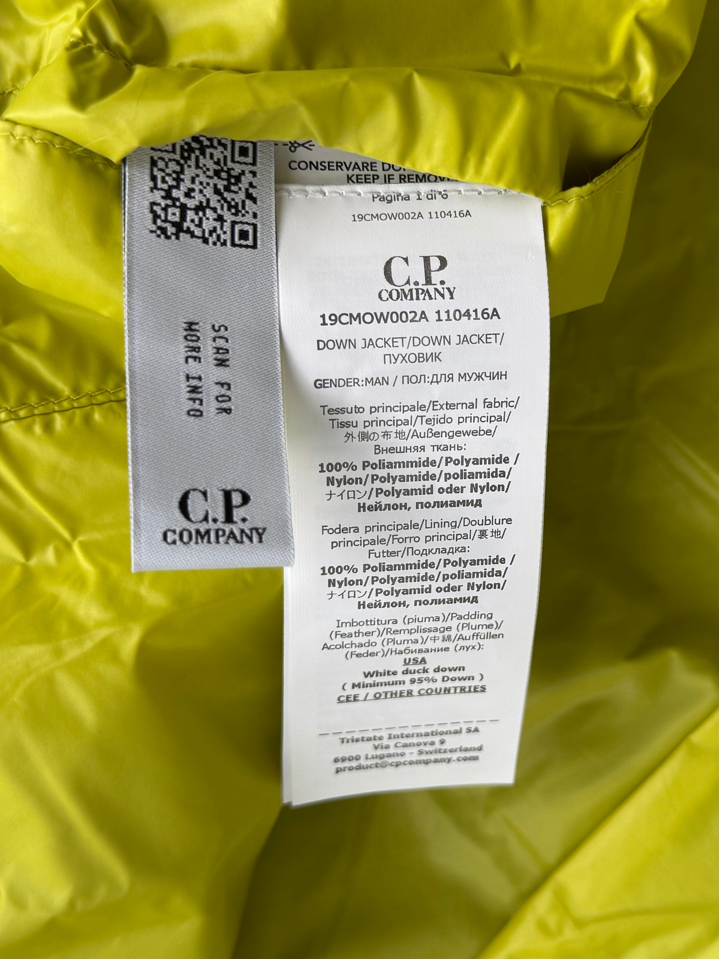 CP Company DD Shell Down Puffer Jacket Yellow (Large)