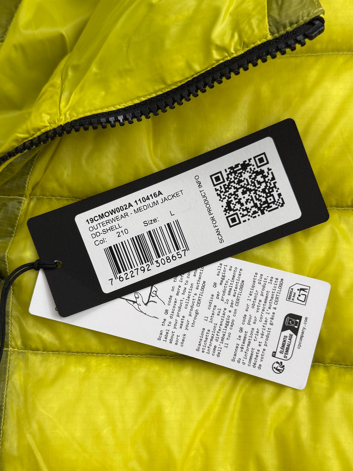 CP Company DD Shell Down Puffer Jacket Yellow (Large)