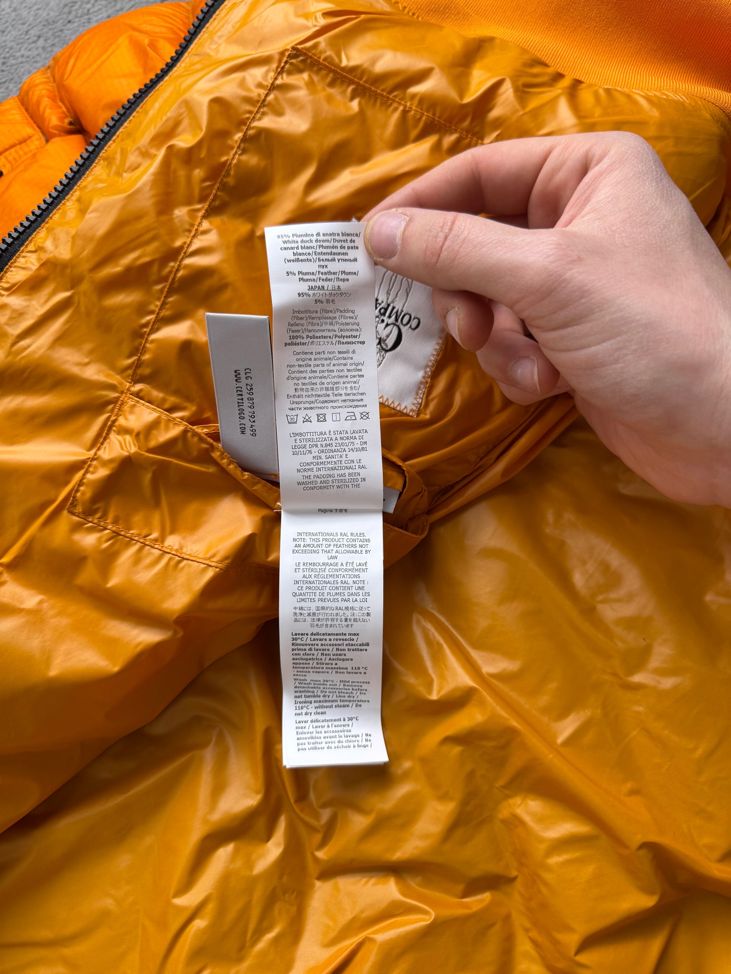 CP Company DD Shell Down Puffer Jacket Orange (L-XL)