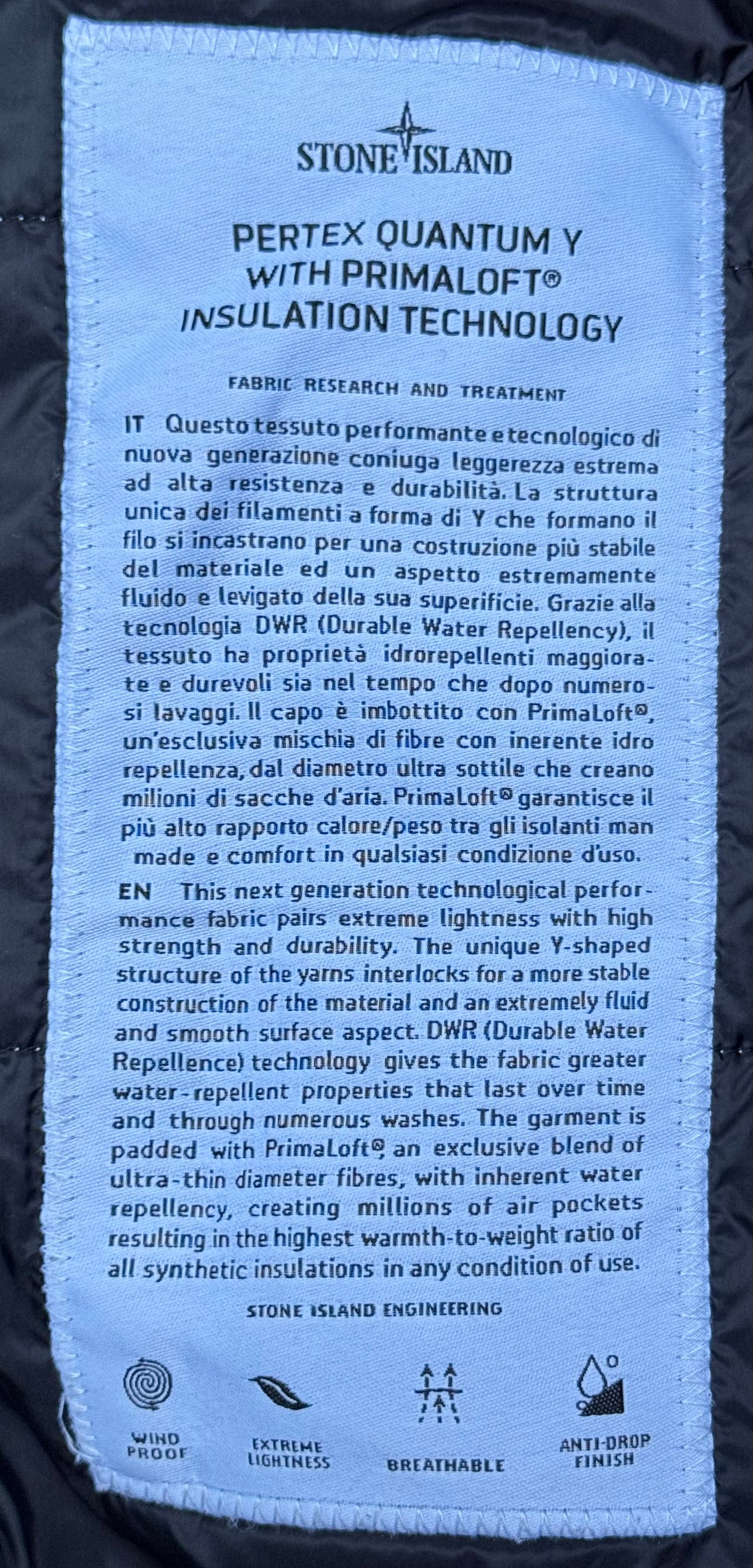 Stone Island Primaloft zip up Jacket Grey (Small)