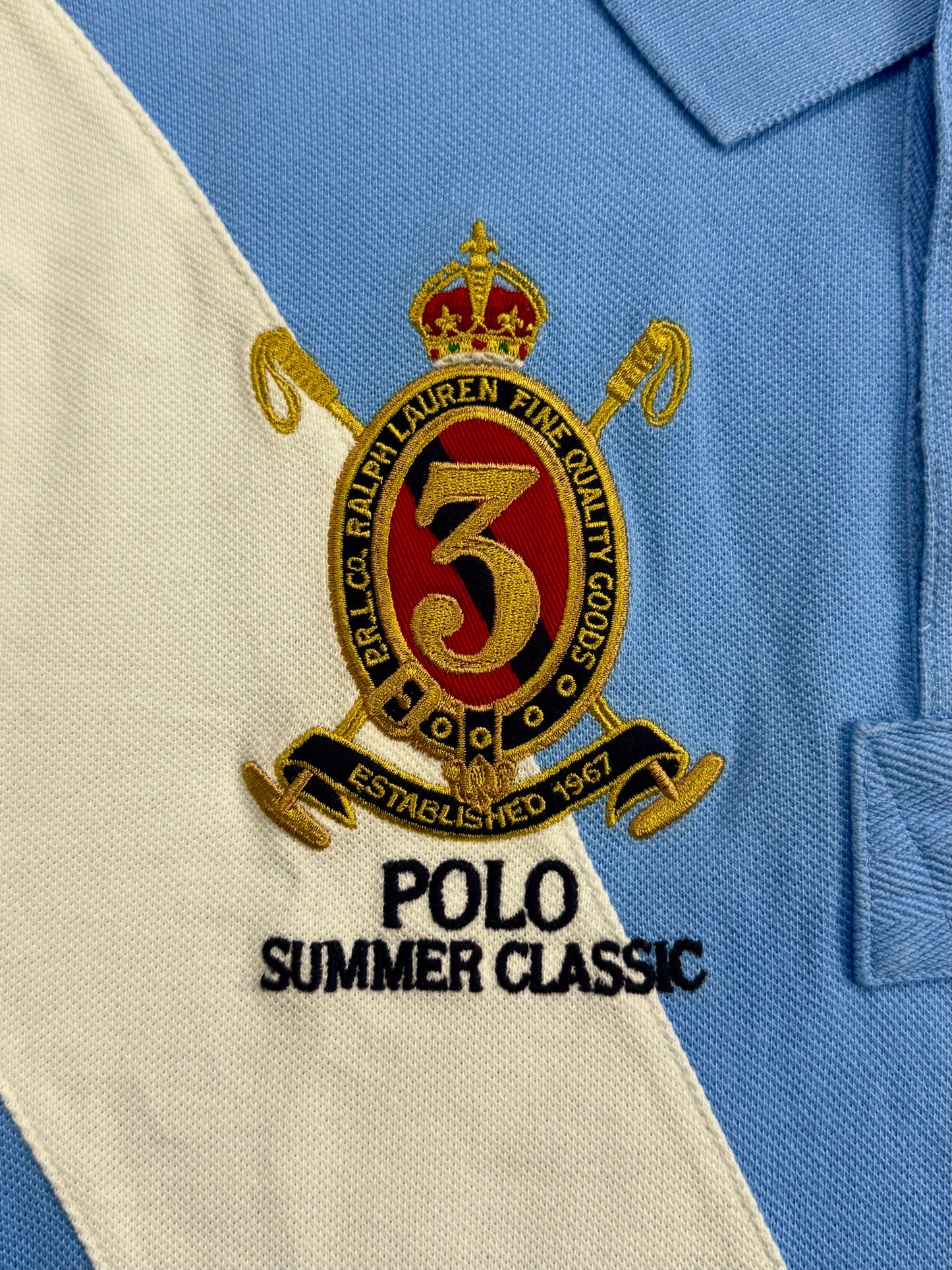 Ralph Lauren Diagonal Stripe Light Blue Polo (Small)