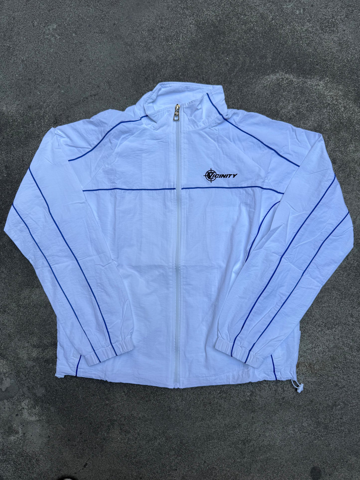 Vicinity Track Jacket White and Blue (Medium)