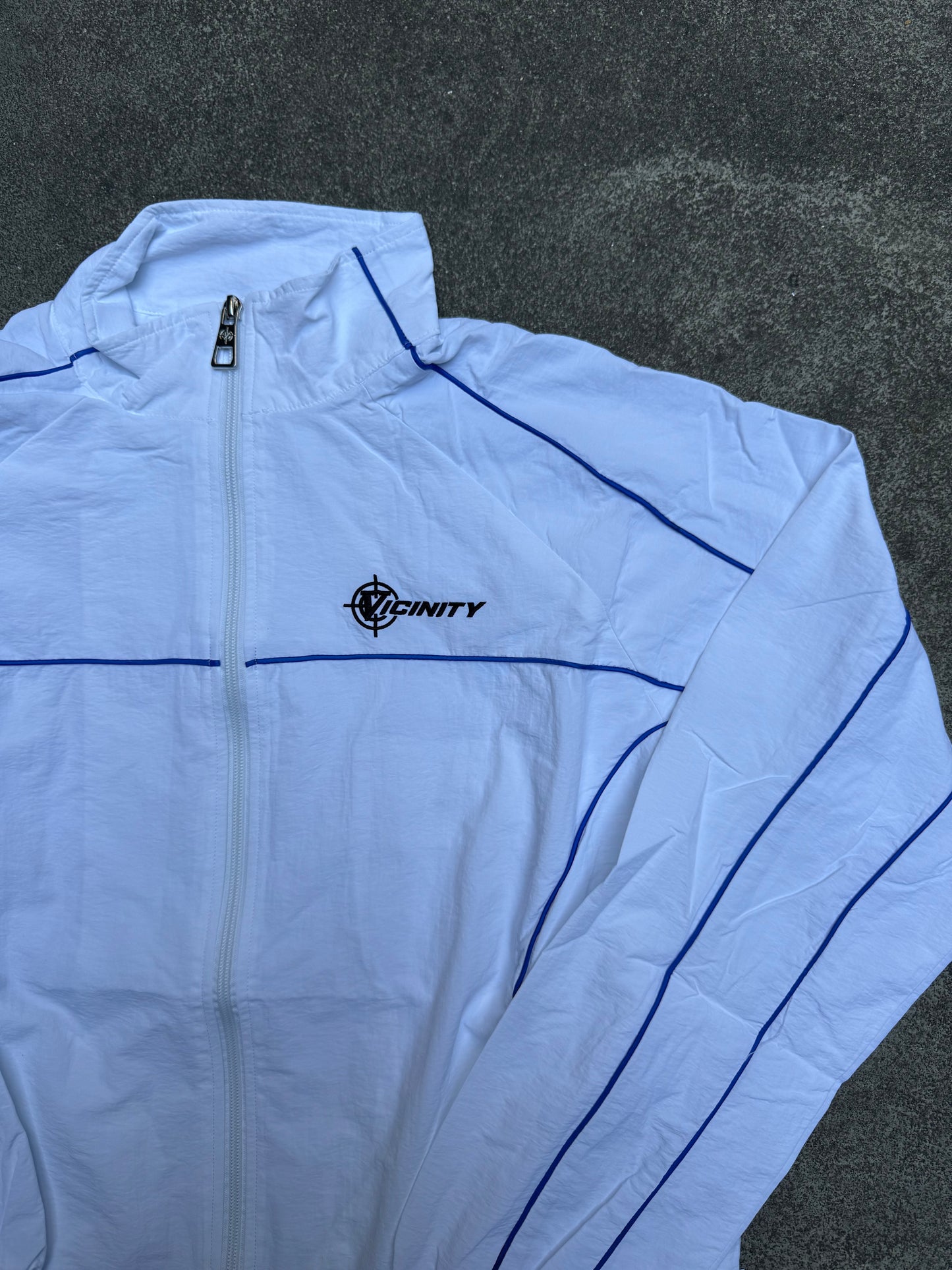 Vicinity Track Jacket White and Blue (Medium)