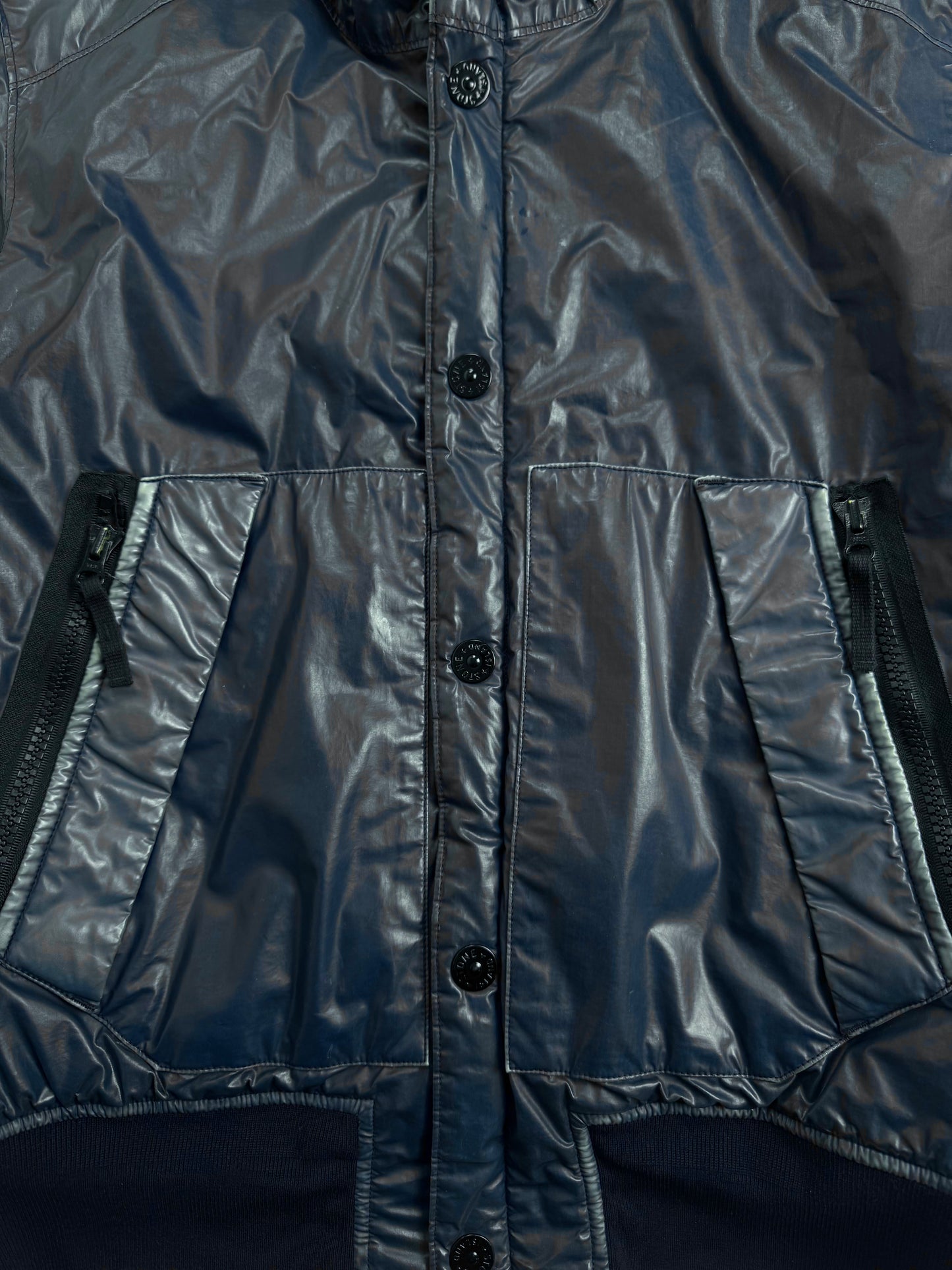 Stone Island Mussola Gommata Padded Blue Jacket (Medium)