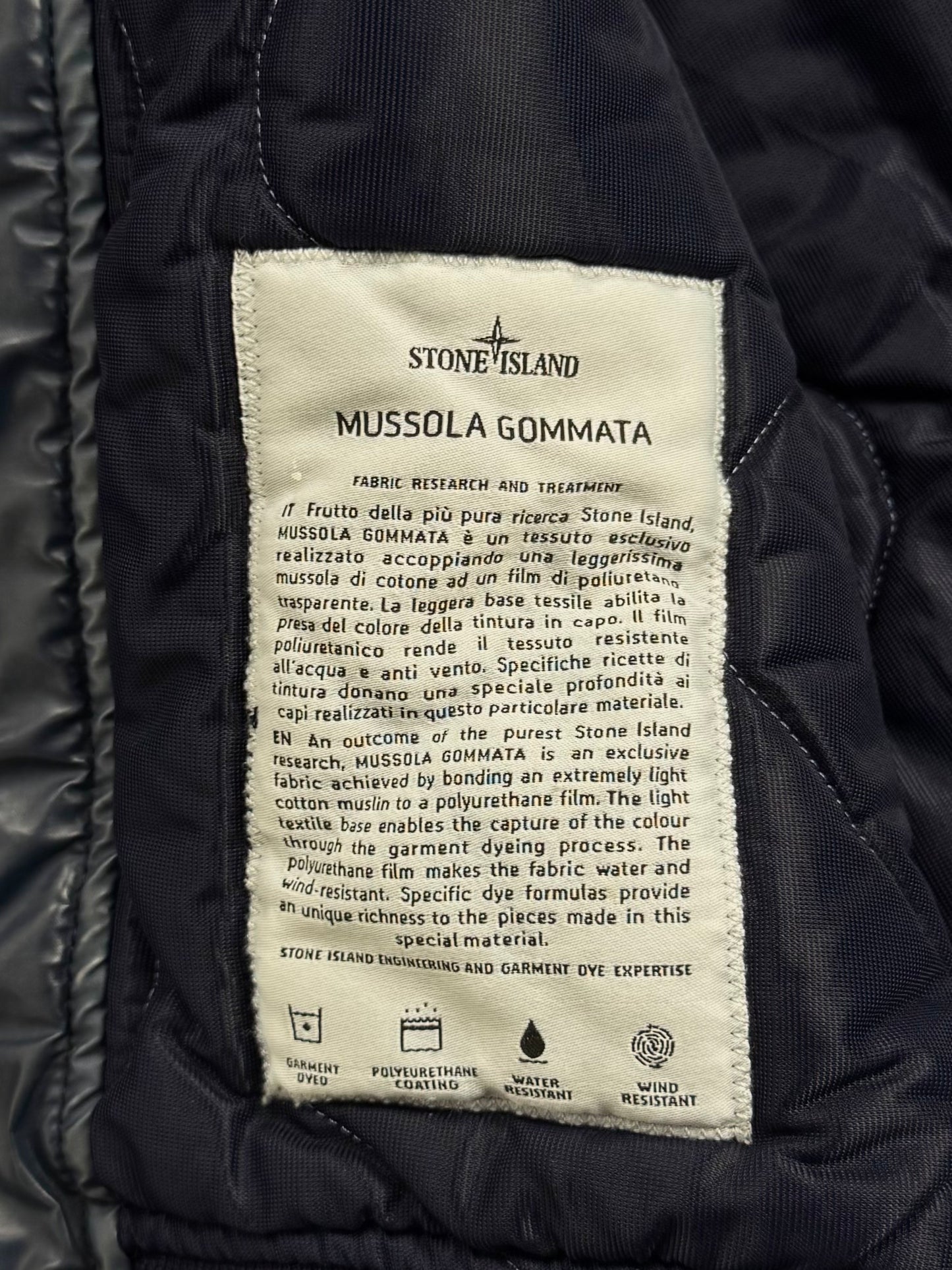 Stone Island Mussola Gommata Padded Blue Jacket (Medium)
