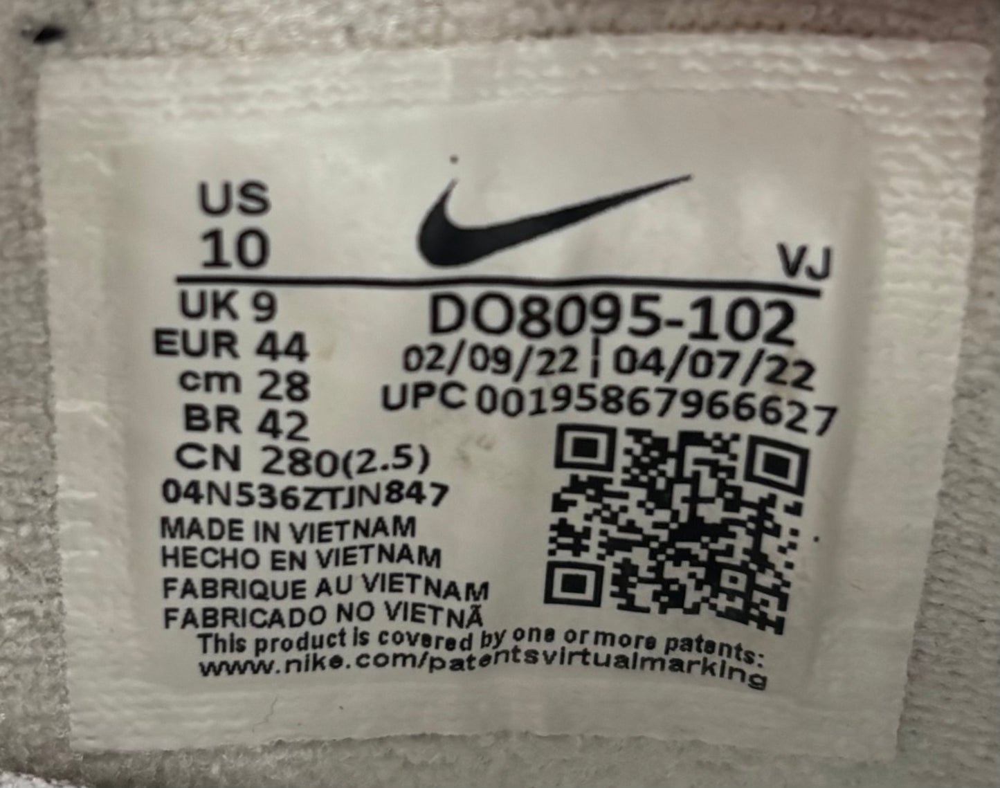 Nike Sunder Comme des Garcons White (44 EU / 9 UK)