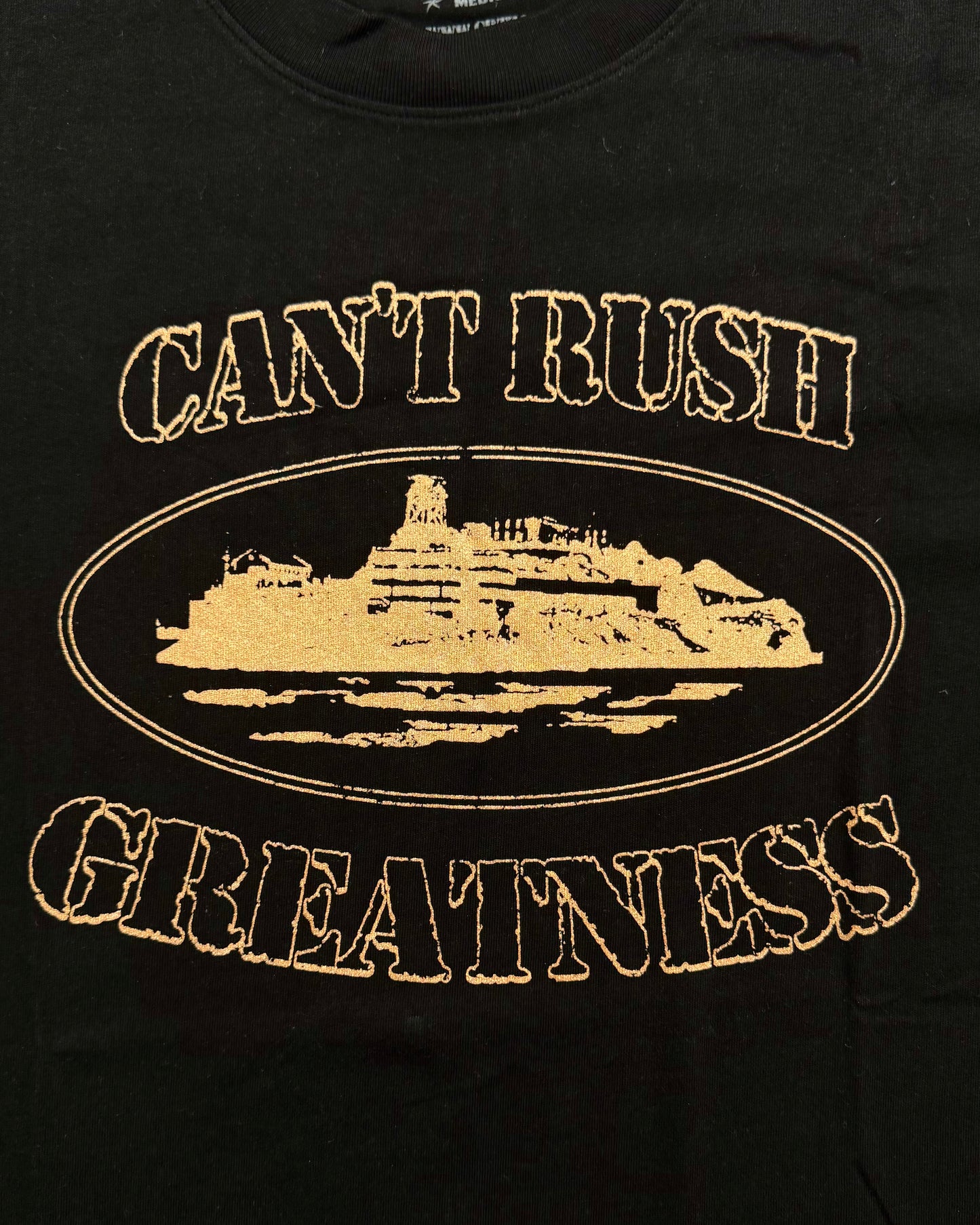 Corteiz OG Alcatraz Black/Rose Gold Tee [Central Cee Collab] (M)