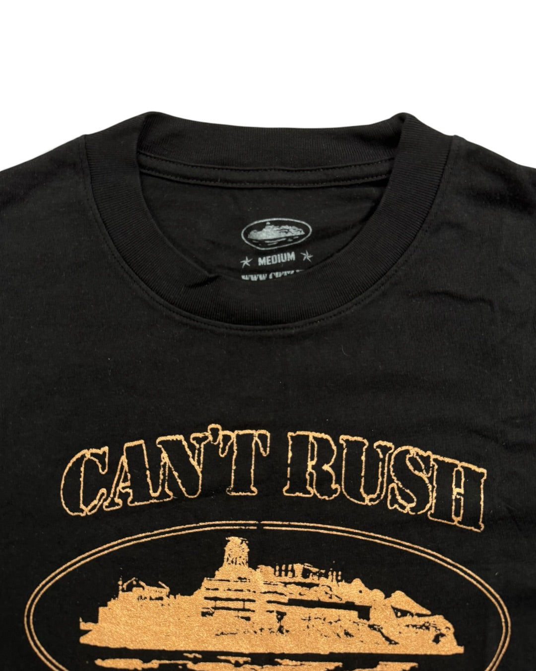 Corteiz OG Alcatraz Black/Rose Gold Tee [Central Cee Collab] (M)