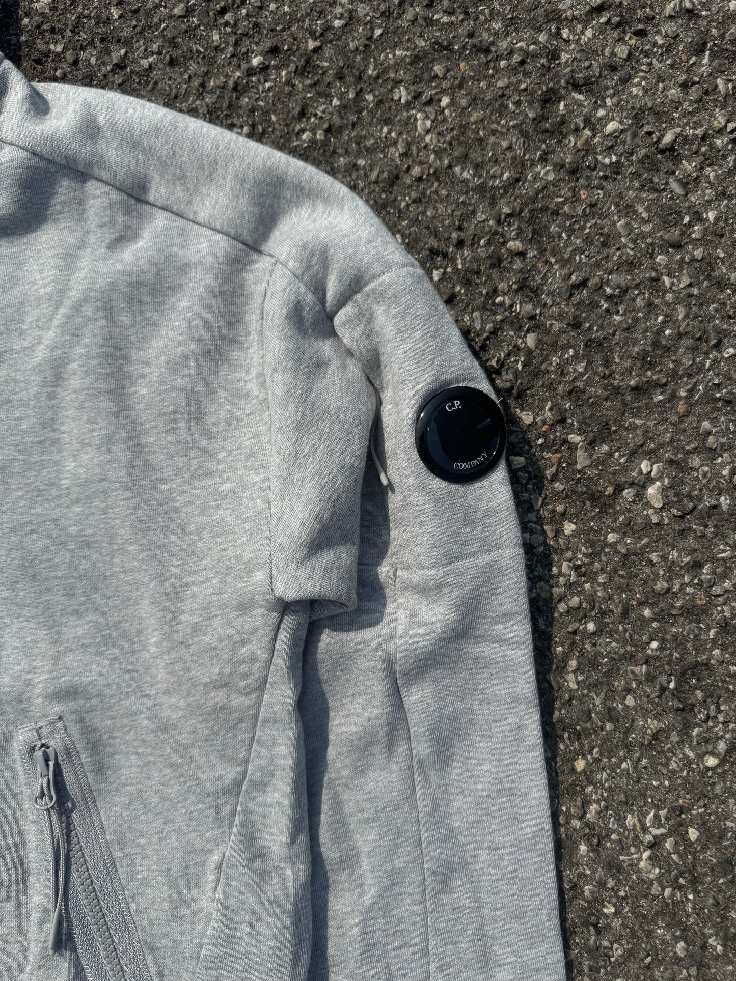 CP Company Light Fleece Grey Zip Hoodie (Medium)