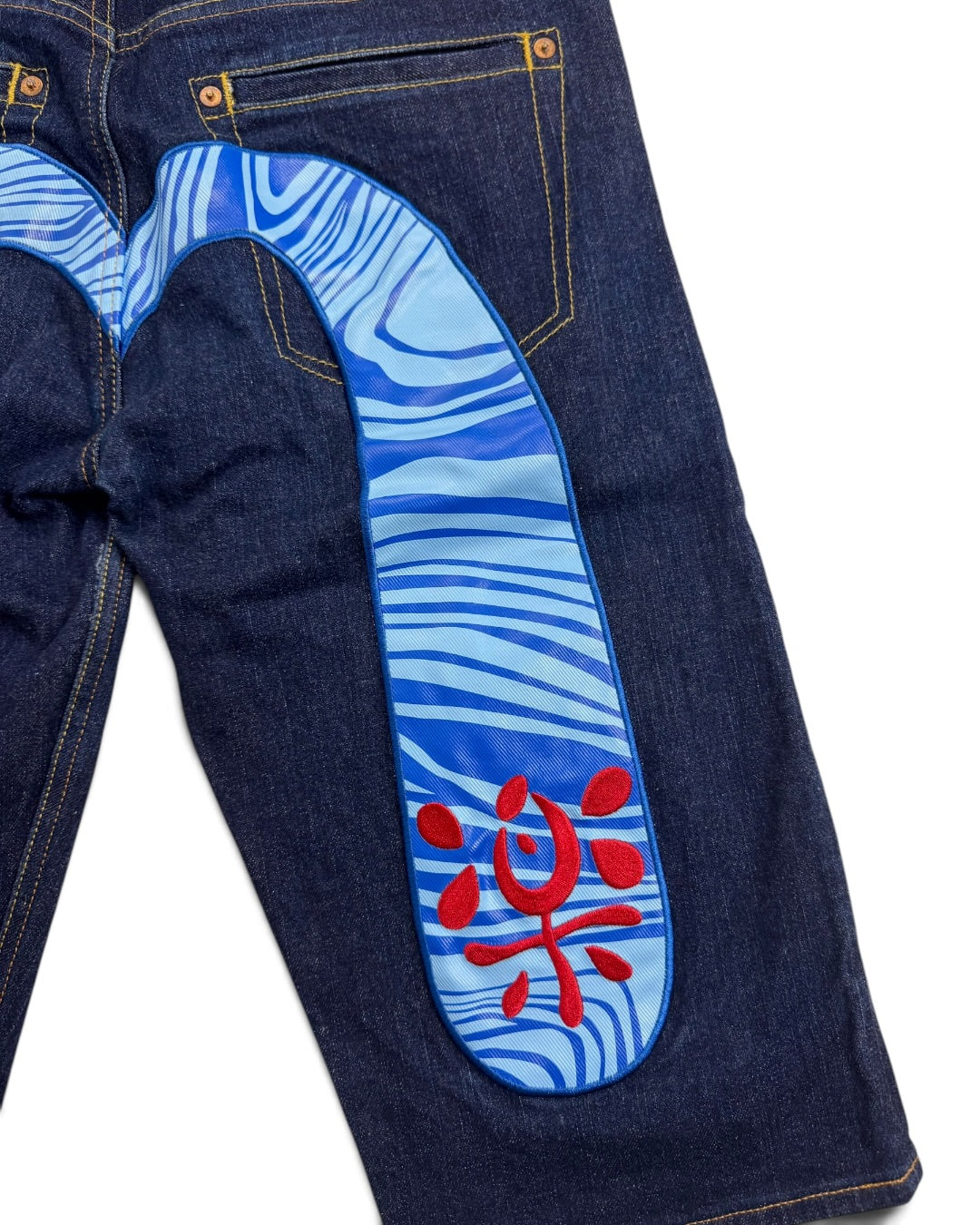 Evisu Daicock Blue Painted Shorts (S)