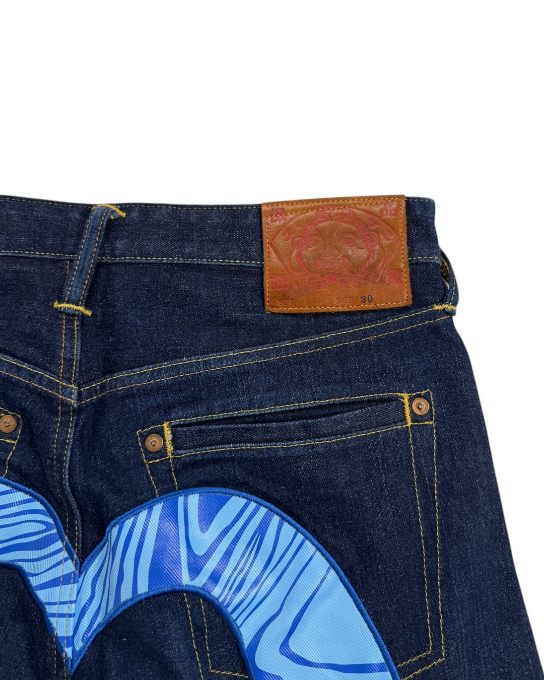 Evisu Daicock Blue Painted Shorts (S)