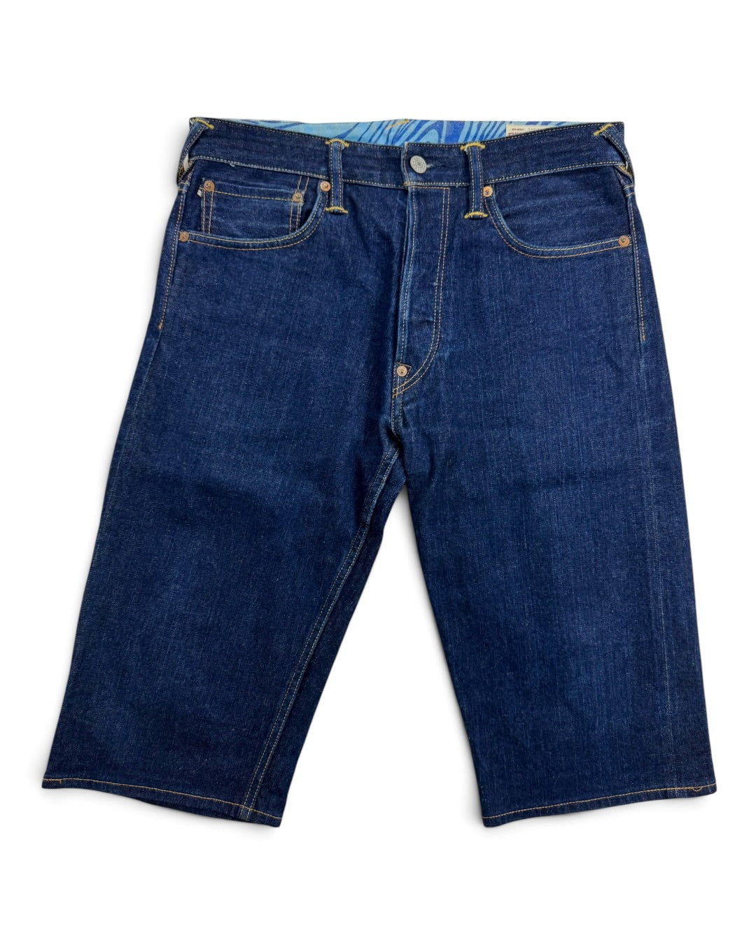 Evisu Daicock Blue Painted Shorts (S)