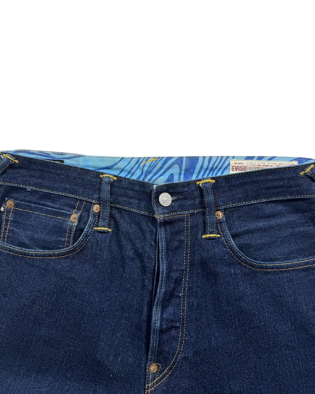 Evisu Daicock Blue Painted Shorts (S)