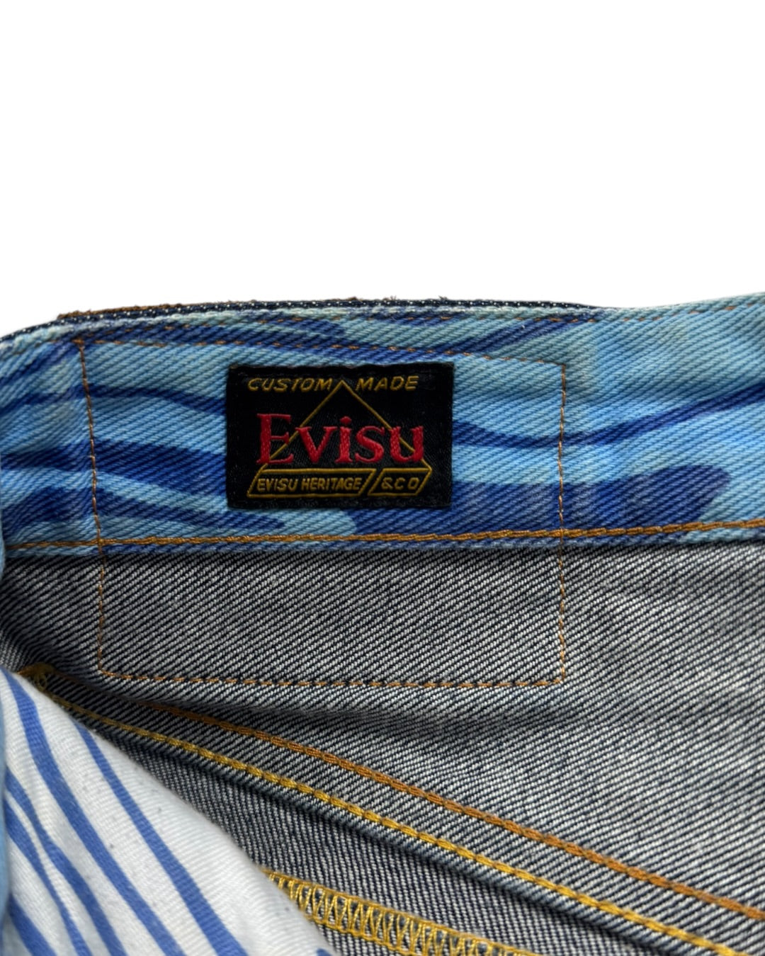 Evisu Daicock Blue Painted Shorts (S)