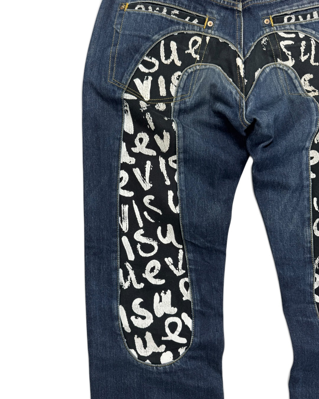 Evisu Japan Daicock Black & White Denim Jeans (M)