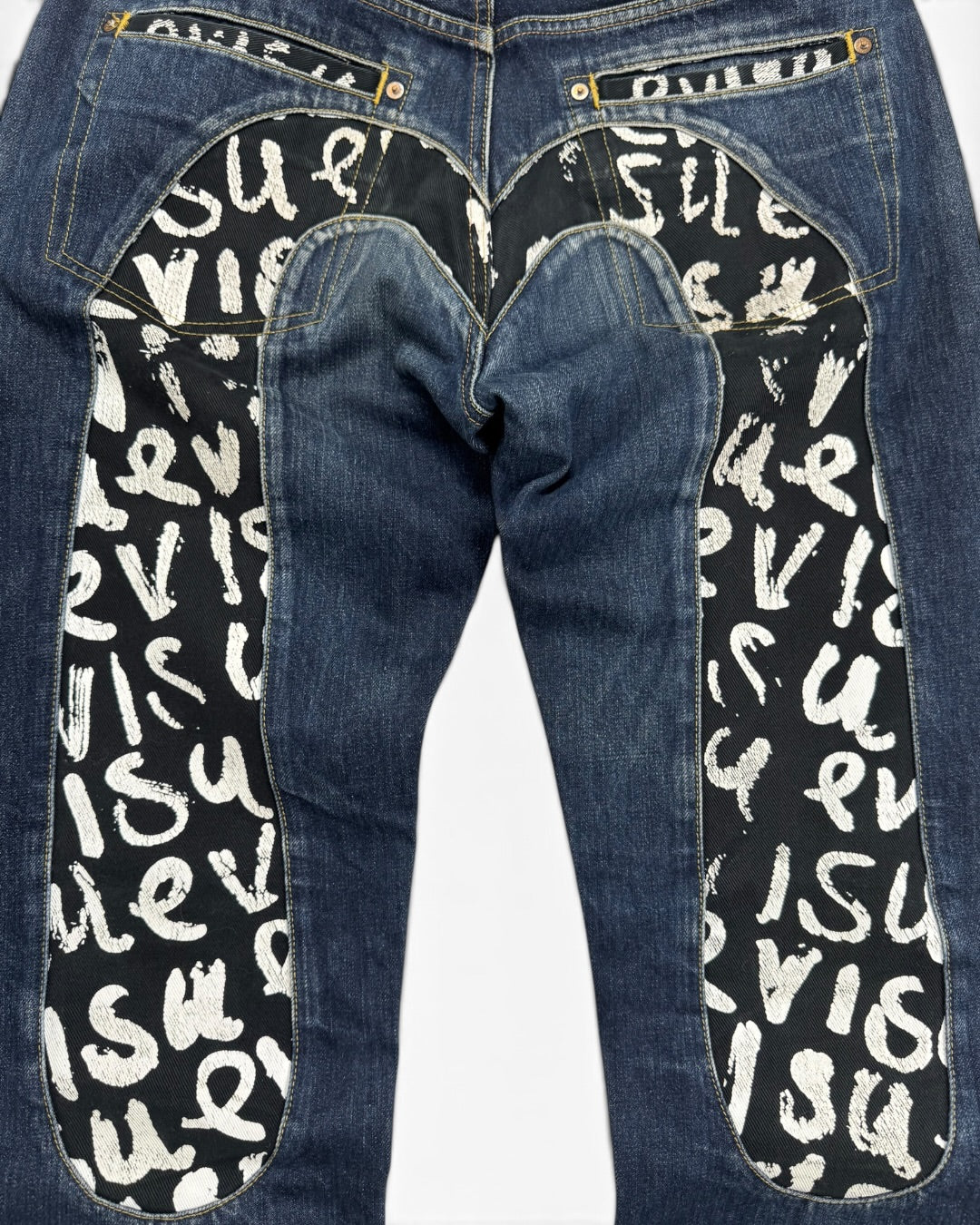 Evisu Japan Daicock Black & White Denim Jeans (M)