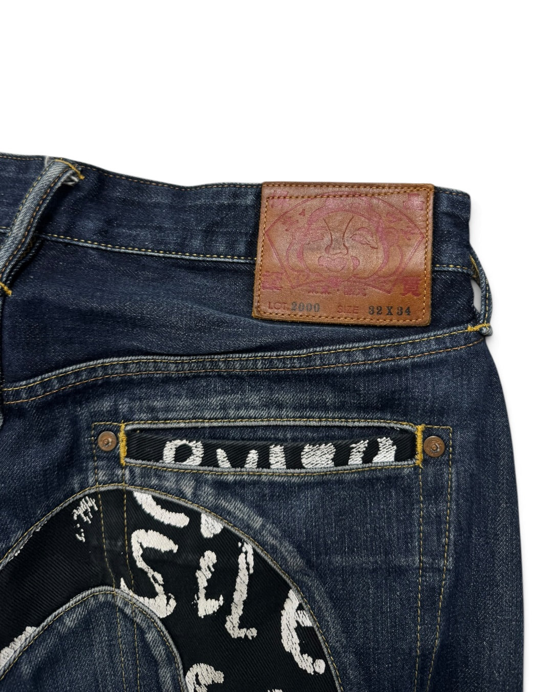 Evisu Japan Daicock Black & White Denim Jeans (M)