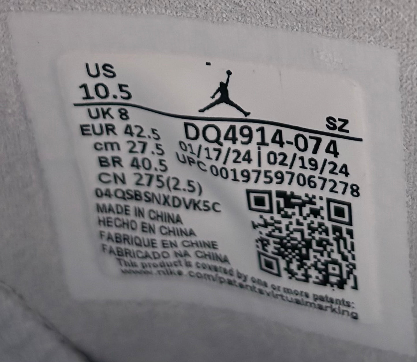 Air Jordan 6 Paris Craft Pearl (42.5 EU / 8 UK)