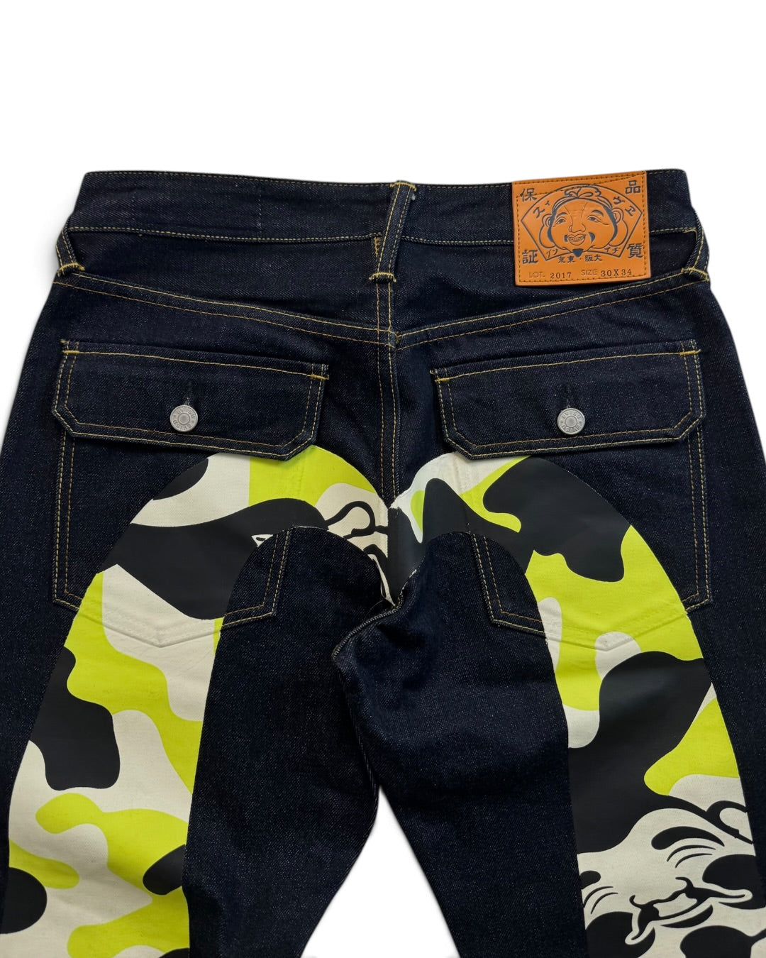 Evisu Daicock Buddha Yellow Selvedge Denim Jeans (S)