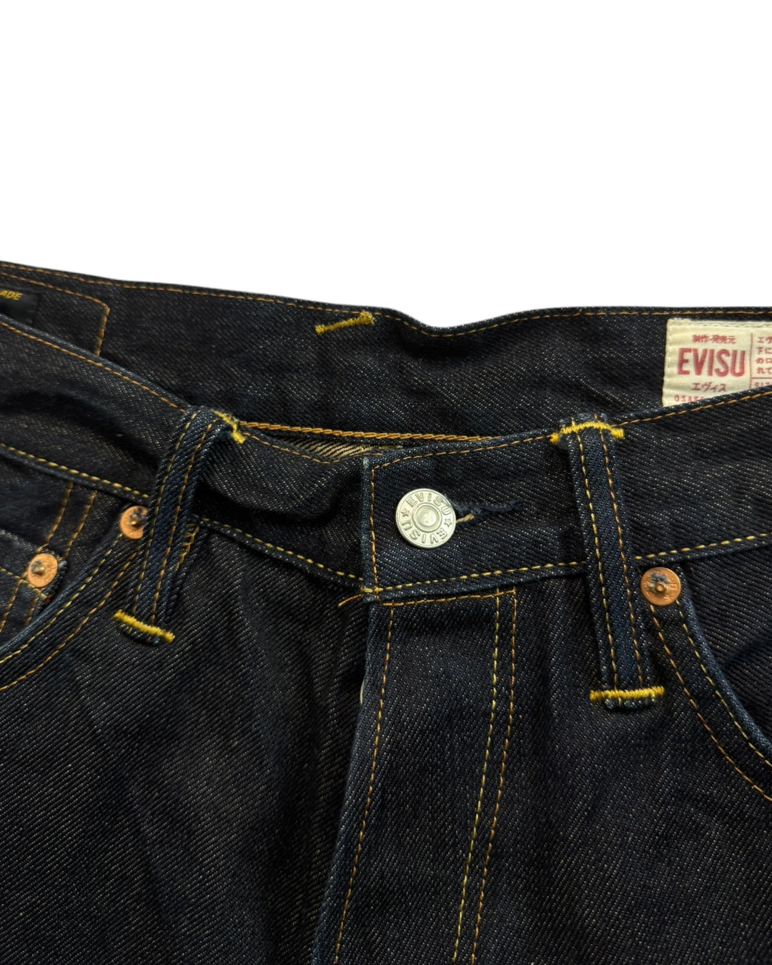 Evisu Daicock Buddha Yellow Selvedge Denim Jeans (S)