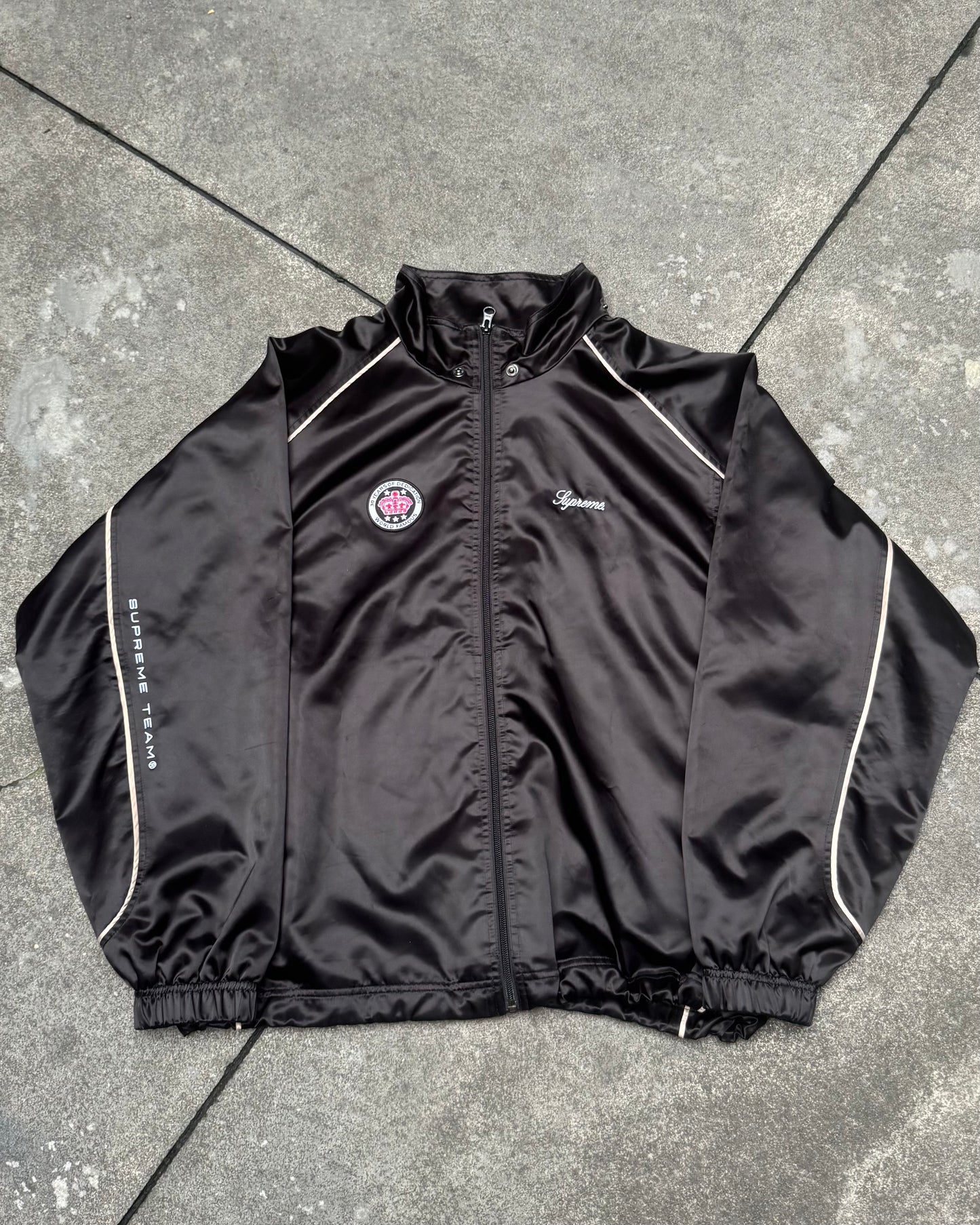 Supreme Satin Hooded Track Jacket Black (Medium)