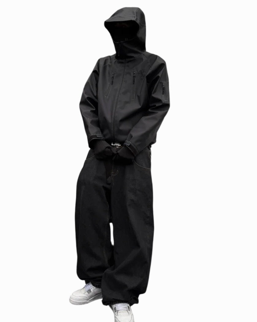 HCW Heat Reactive Ski Jacket Black Blue (Medium)