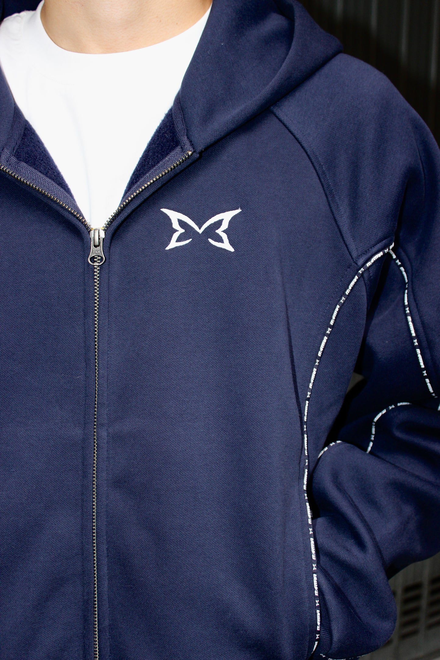 Mertra Piping Zip Hoodie Blue Navy (Small)