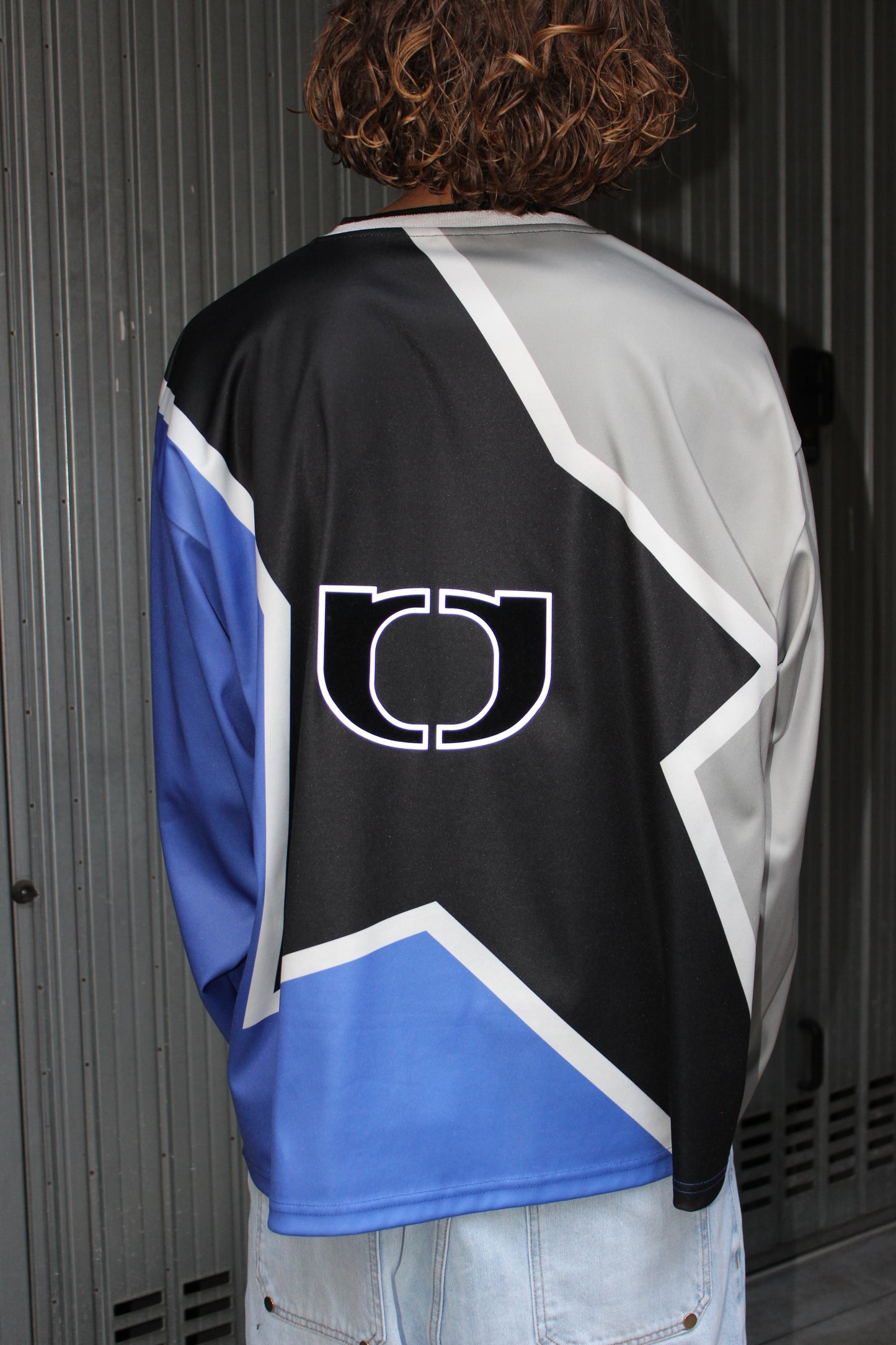 One Block Down Blue Star Longsleeve Jersey (Large)
