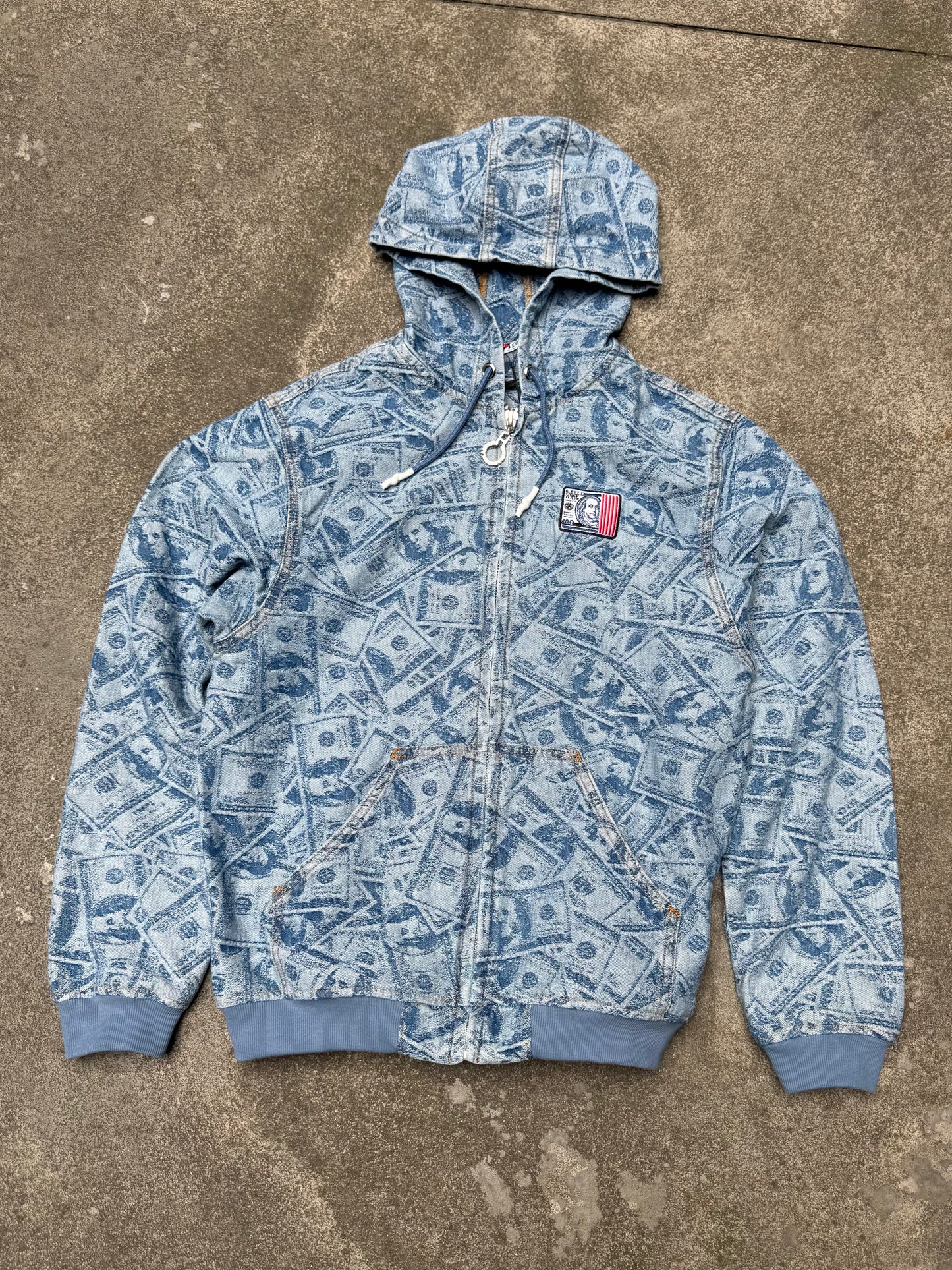 Dollar Bills Zip Hooded Jacket Very Rare (Small)