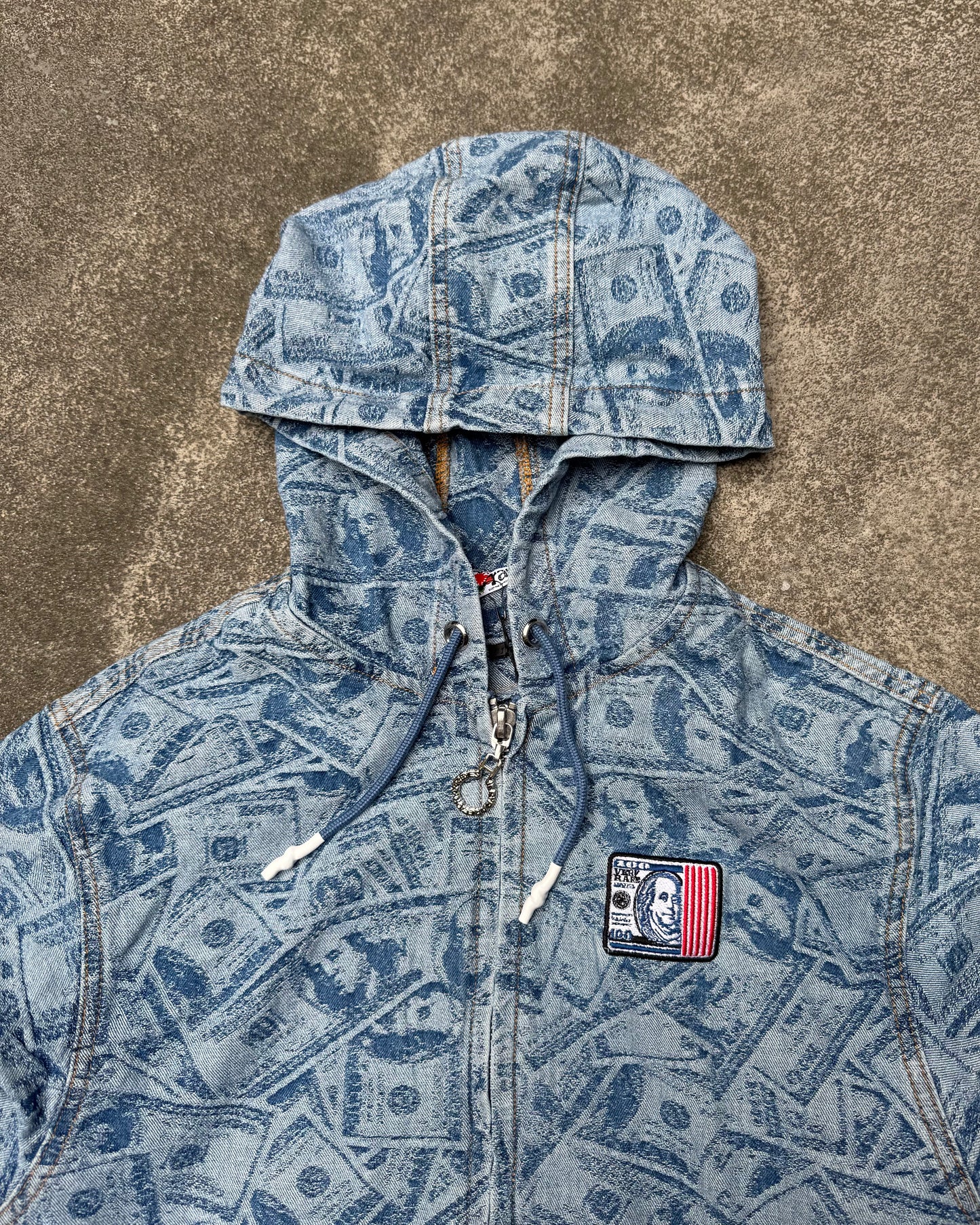 Dollar Bills Zip Hooded Jacket Very Rare (Small)