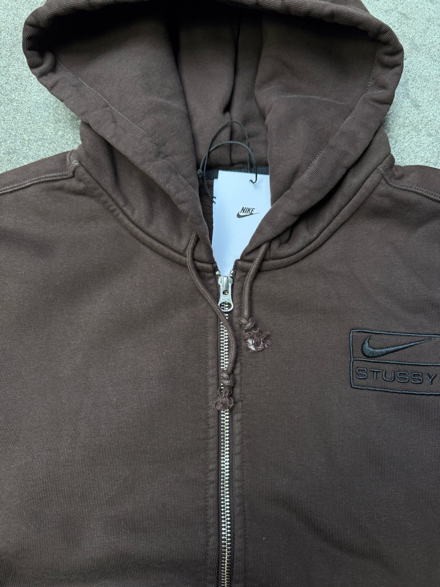 Nike Stussy Washed Brown Zip Hoodie (Small / Medium)