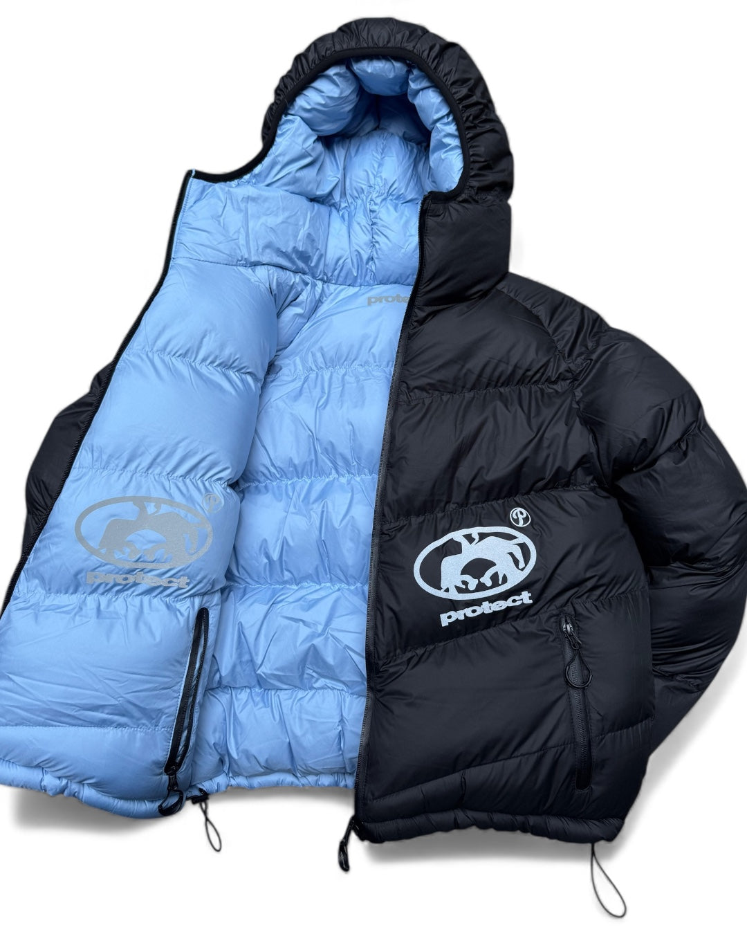 Protect London reversible puffer Black & Light Blue (Small)