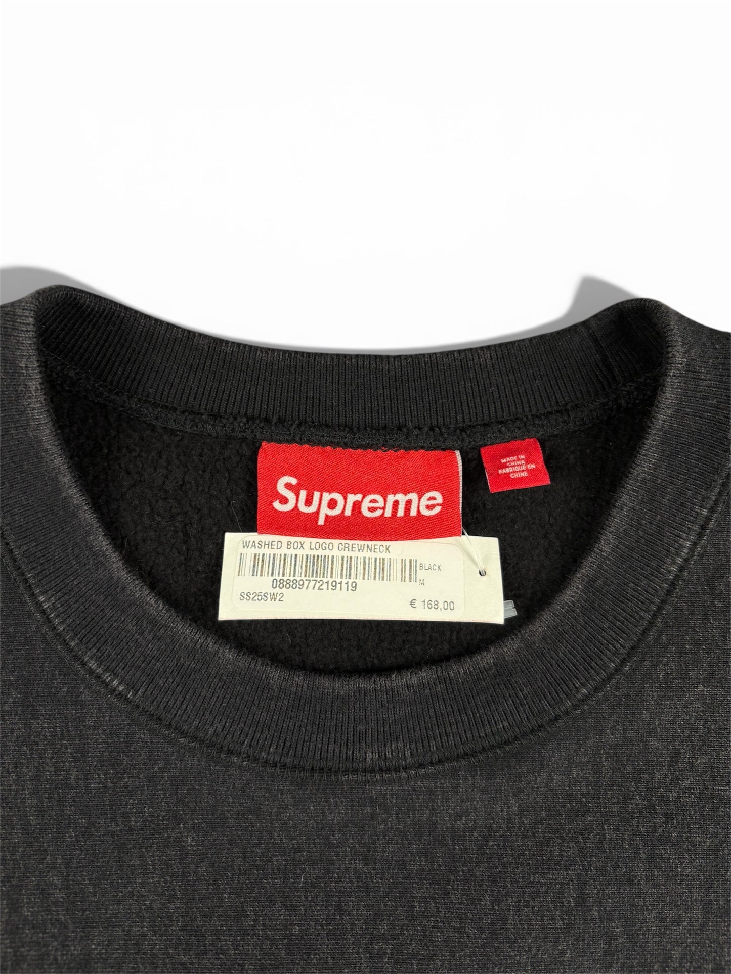 Supreme Crewneck Washed Box Logo Black (Medium)