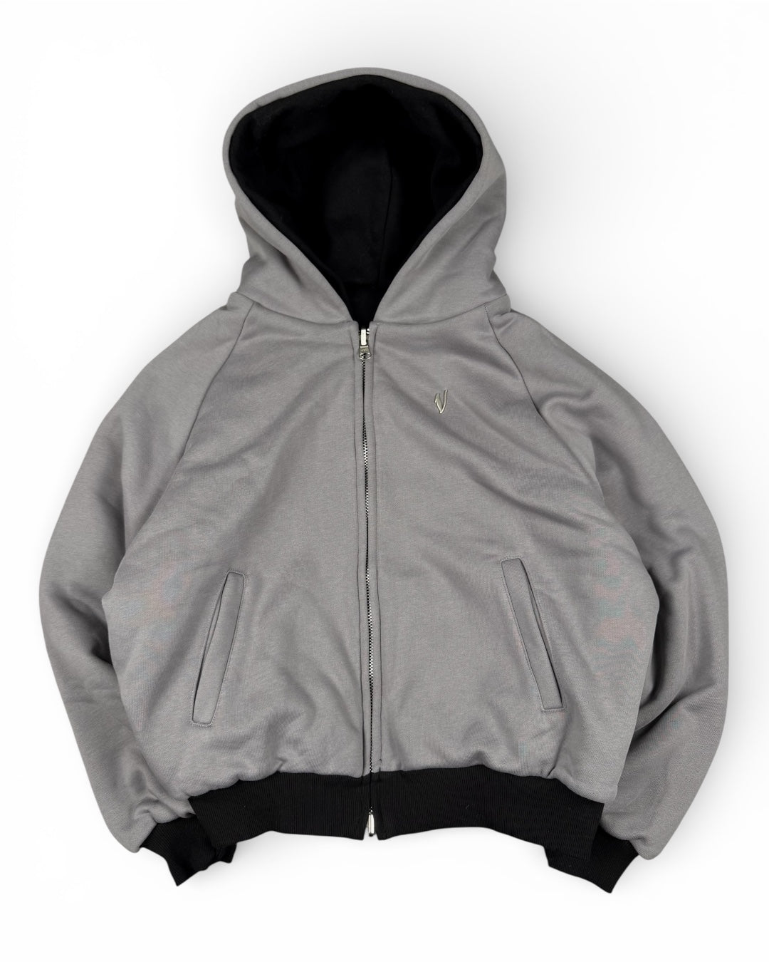 Hoodie Double-Faced Grey / Black (Medium)