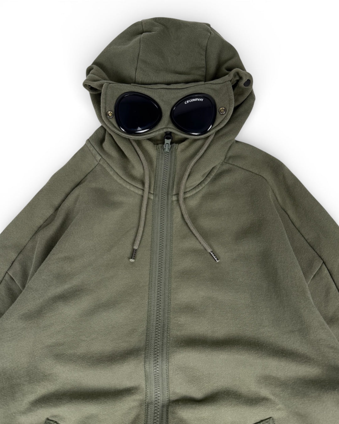 CP Company Zip Hoodie Goggles Olive Green (Medium)