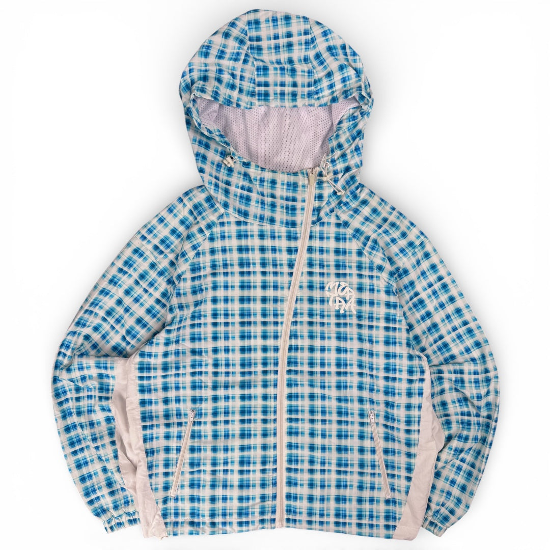 Mertra Asymmetrical Plaid Blue Shell Jacket (Small)