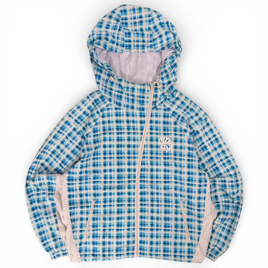Mertra Asymmetrical Plaid Blue Shell Jacket (Small)