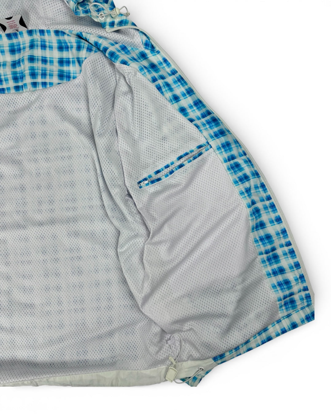 Mertra Asymmetrical Plaid Blue Shell Jacket (Small)