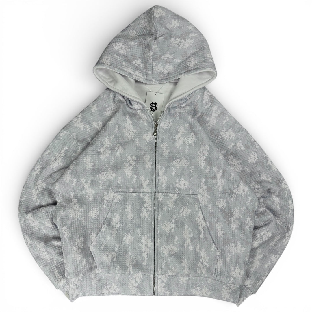 Suvene Boxy Cropped Waffle Hoodie (Medium)