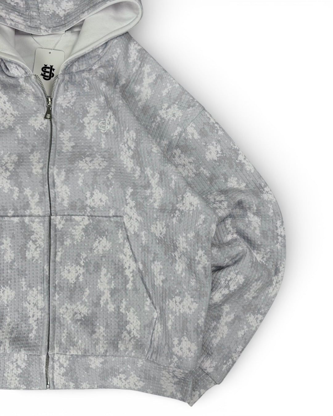 Suvene Boxy Cropped Waffle Hoodie (Medium)