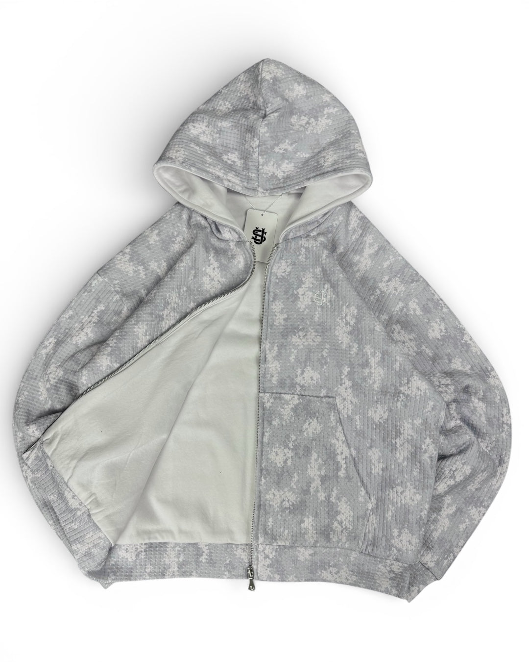 Suvene Boxy Cropped Waffle Hoodie (Medium)