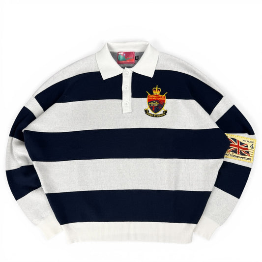 Dore Studios Boxy Striped Polo Blue Navy & White (Small)