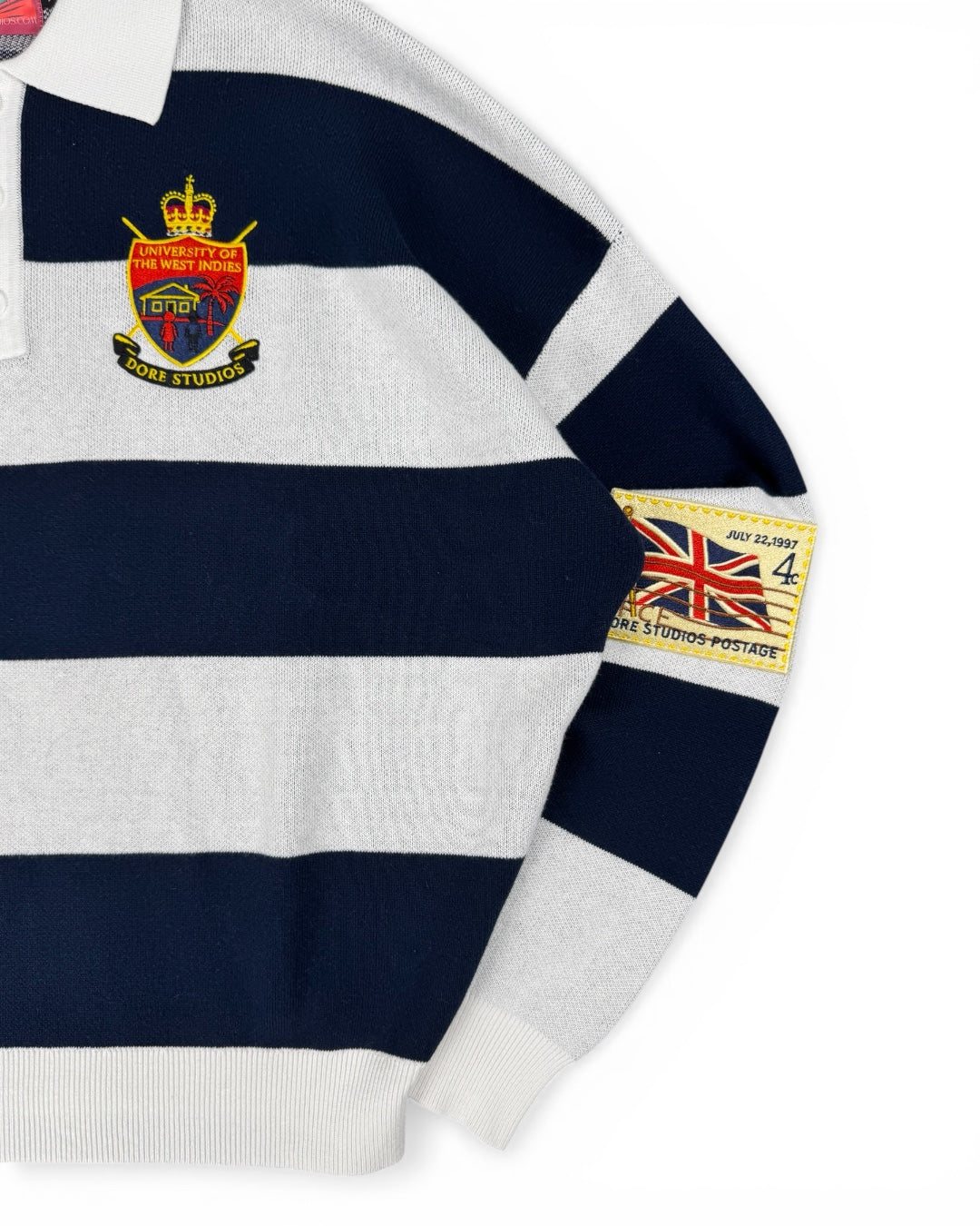 Dore Studios Boxy Striped Polo Blue Navy & White (Small)