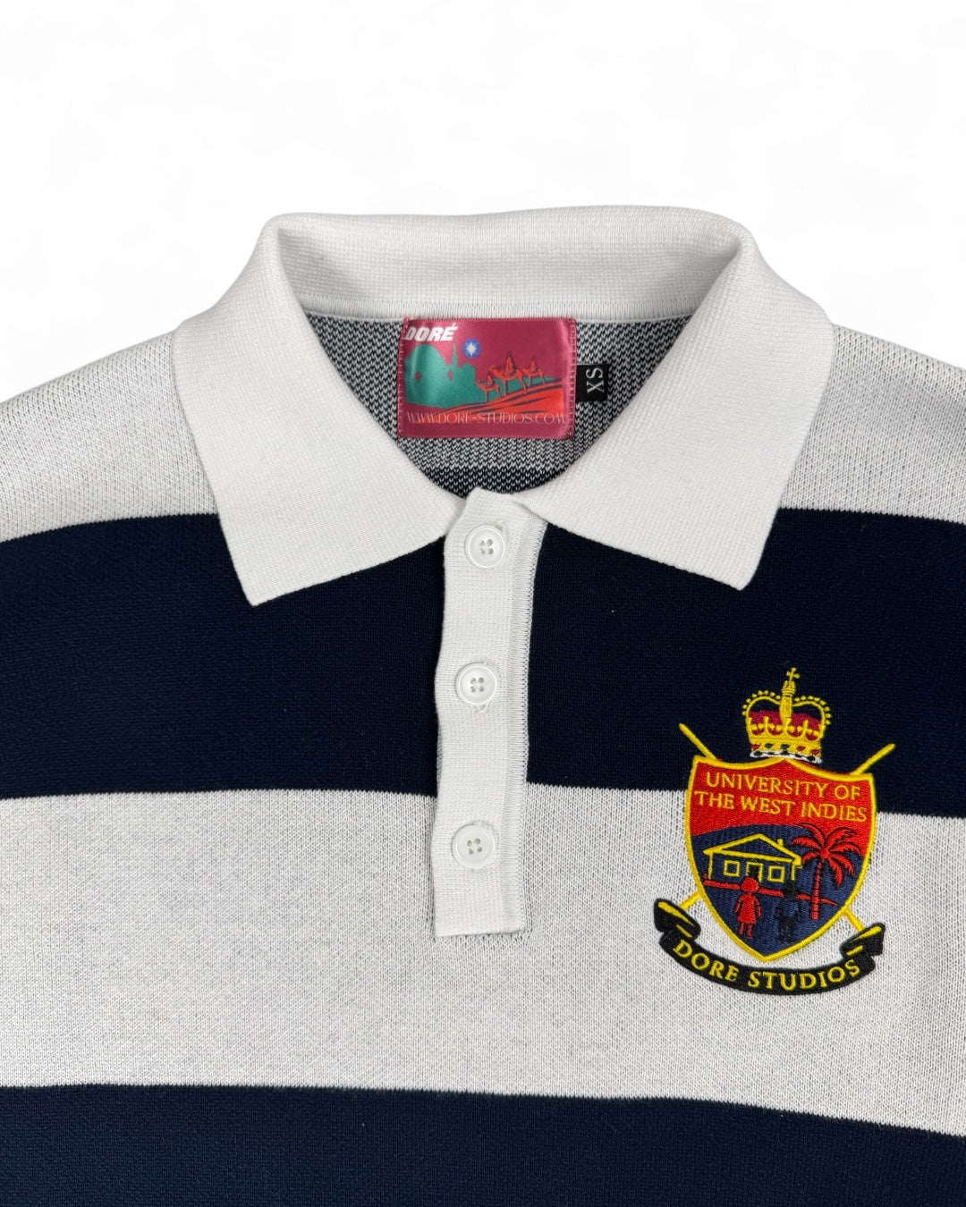 Dore Studios Boxy Striped Polo Blue Navy & White (Small)
