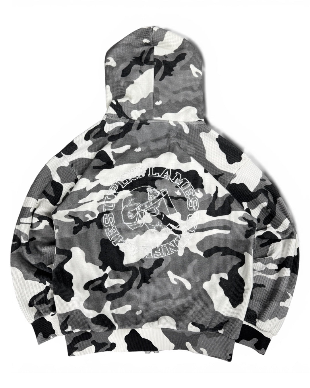 UIF Boxy Camo Grey Waffle Zip Hoodie (Small)