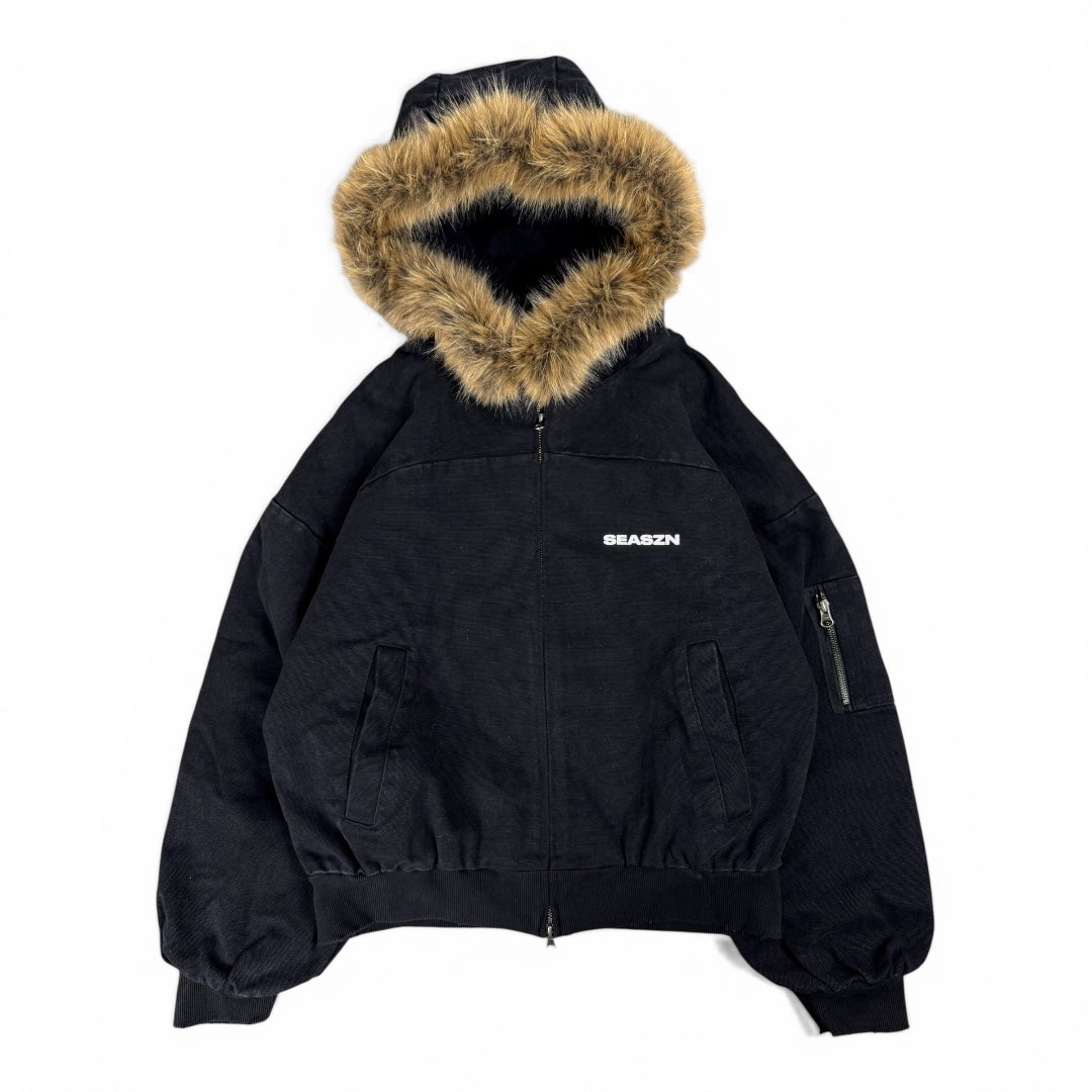 Bomber Fur Black Jacket (Medium)
